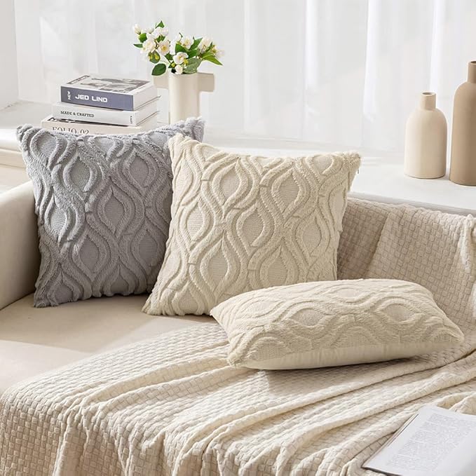 MIULEE Throw Pillow Covers 12x20 Inch Light Grey, Soft Winter Plush Faux Wool - Image 5