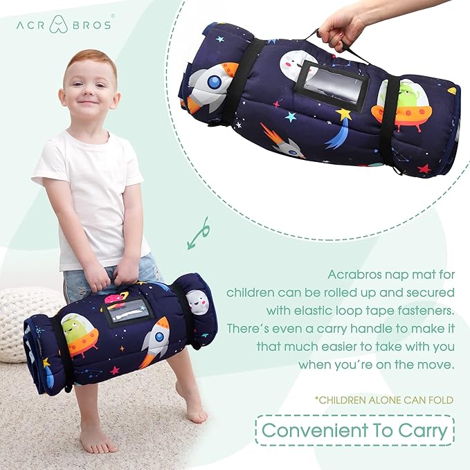 ACRABROS Toddler Nap Mat with Pillow and Blanket, Extra Large Rolled Napping - Image 6