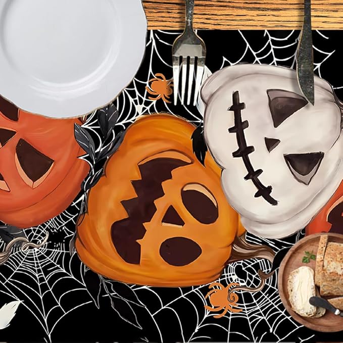 LTLYH Halloween Table Runner 13 x 72 Inch, Halloween Pumpkin Spider Dining - Image 3