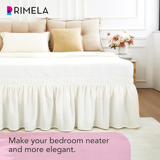 RIMELA Warm White Bed Skirt King Size 12 Inch Drop, Wrap Around Elastic - Image 9