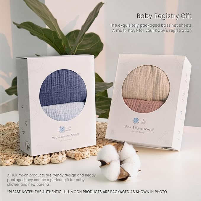 lulumoon Baby Muslin Bassinet Sheets: Cotton Bassinet Sheets Neutral - Image 7