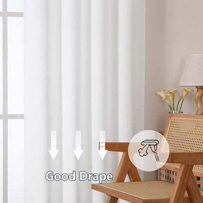 Gwine White Short Curtains 24 Inch Length 2 Panels, Light Filtering Textured - Image 6