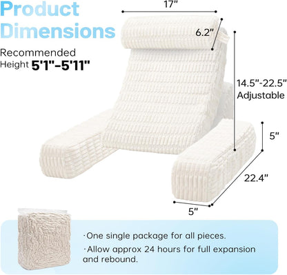 enitya reading pillow with height-adjustable backrest for custom showing dimensions