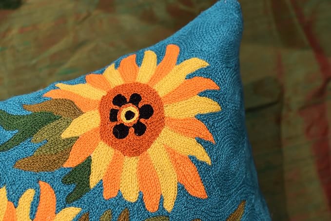 Turquoise Van Gogh Sunflower Pillow Cover Teal Floral Sofa Pillowcase Flower - Image 8
