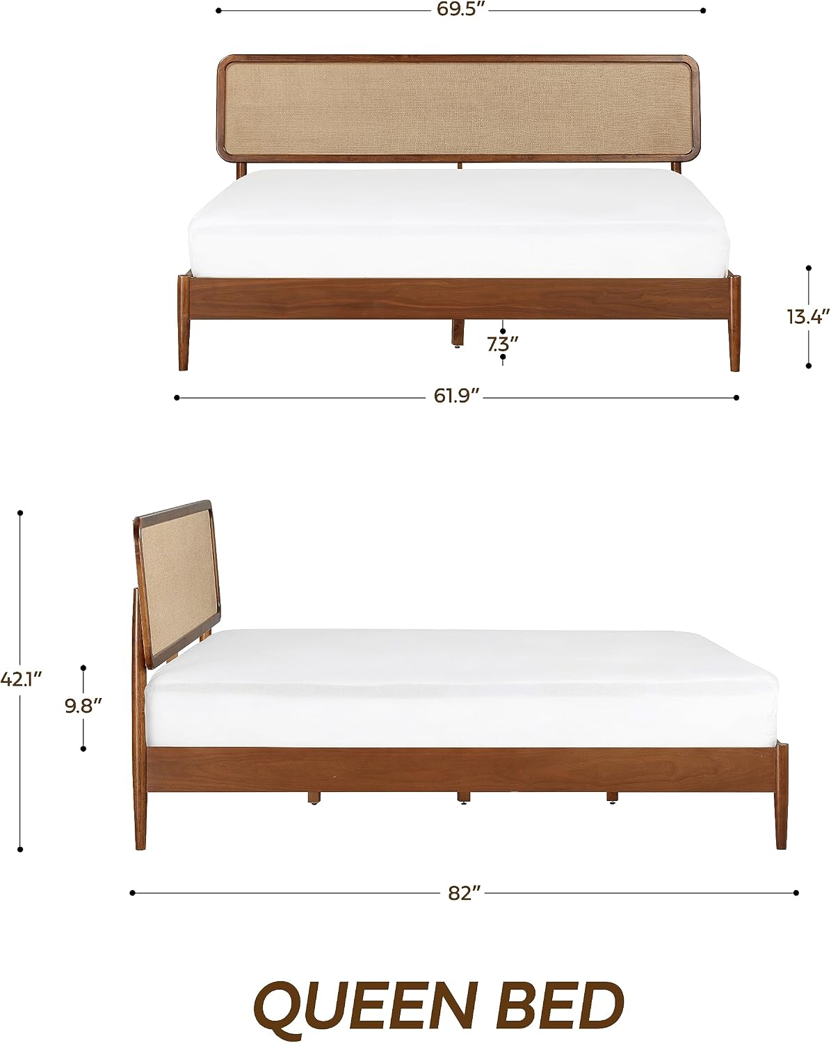 ntc lupin wooden bed frame with headboard, crafted shown in use
