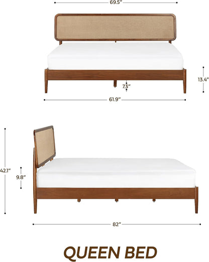 ntc lupin wooden bed frame with headboard, crafted shown in use