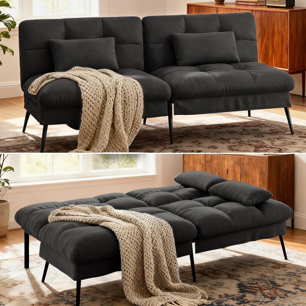 comhoma 72″ convertible futon sofa bed, adjustable backrest, main product view