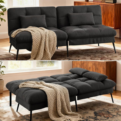 comhoma 72″ convertible futon sofa bed, adjustable backrest, main product view