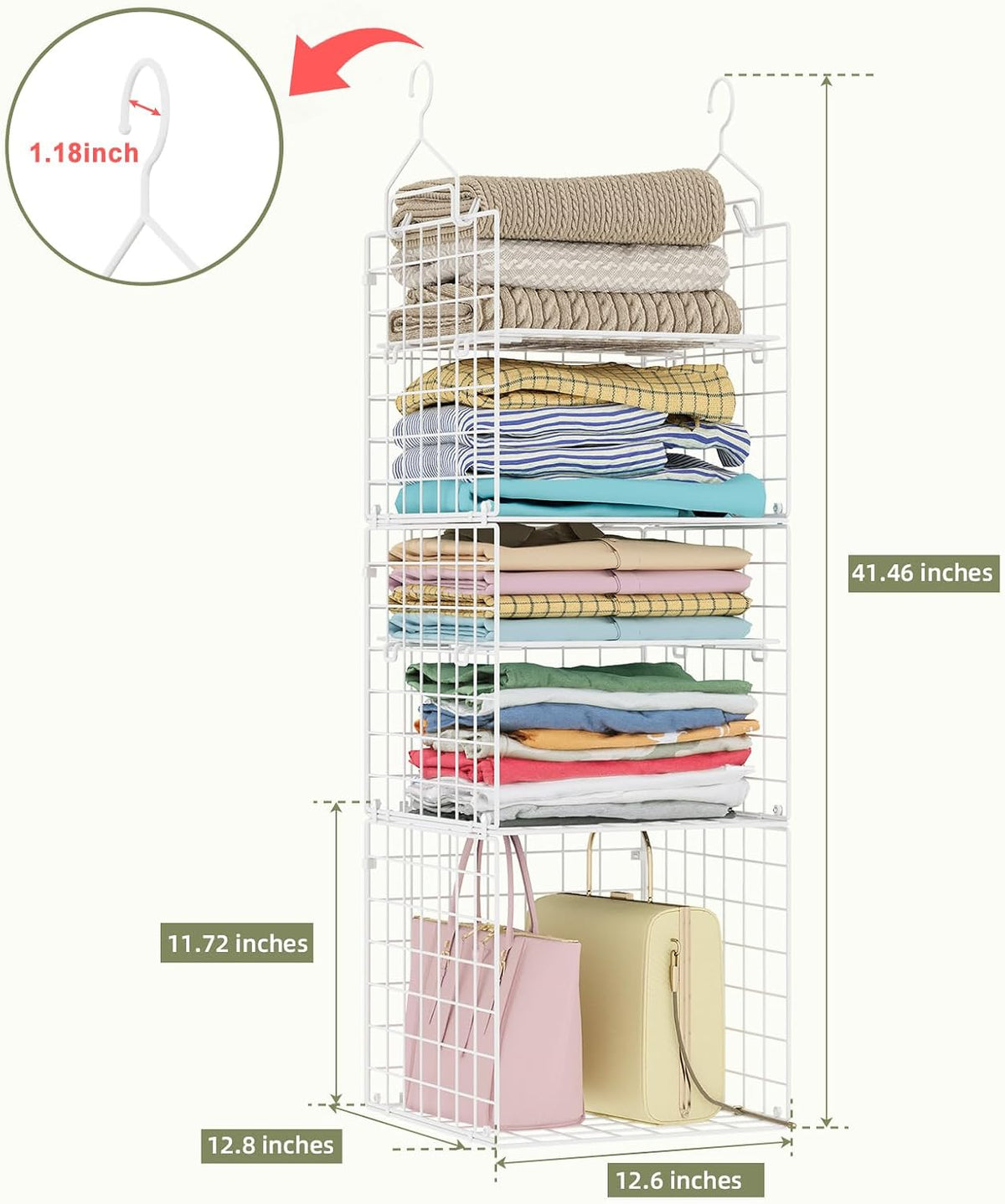 x-cosrack closet hanging organizer and storage - 5, close-up detail