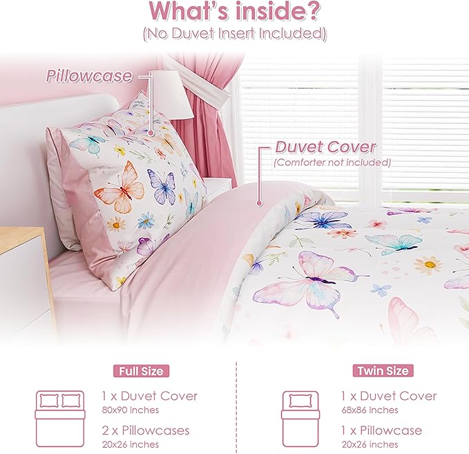 SANDJEST Butterfly Duvet Cover Sets Twin Size - Image 2