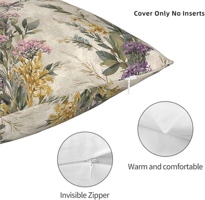 Throw Pillow Covers 18x18 Set of 2, Wild Flower Cushion Covers, Decorative - Image 6