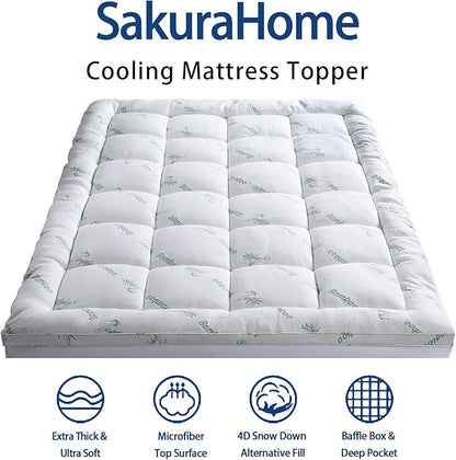 Mattress Topper Queen Size, Cooling Extra Thick Breathable Viscose Made from - Image 2