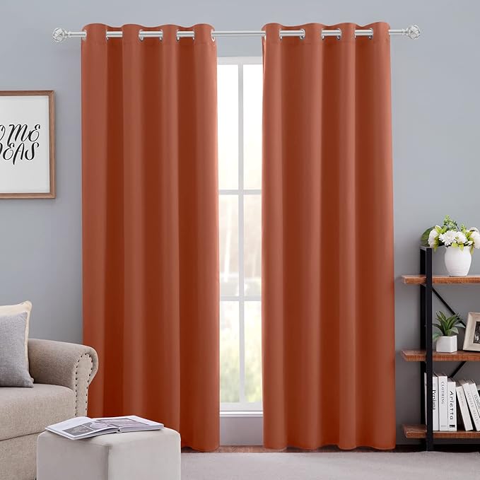 HOMEIDEAS Burnt Orange Blackout Curtains 52 X 84 inches Long 2 Panels Room by HOMEIDEAS
