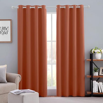 HOMEIDEAS Burnt Orange Blackout Curtains 52 X 84 inches Long 2 Panels Room by HOMEIDEAS