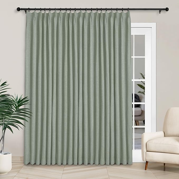 Macochico Extra Wide Full Blackout Linen Curtains by Macochico