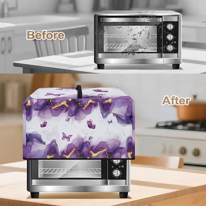 Microwave Oven Dust Cover, Marble Heat-Resistant Waterproof Polyester Fabric - Image 4