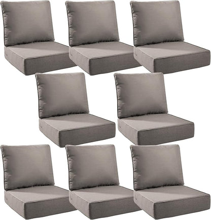 6" Thick Outdoor Cushions 24x24x6, 8-Set Deep Seat Patio Cushions by Pugire