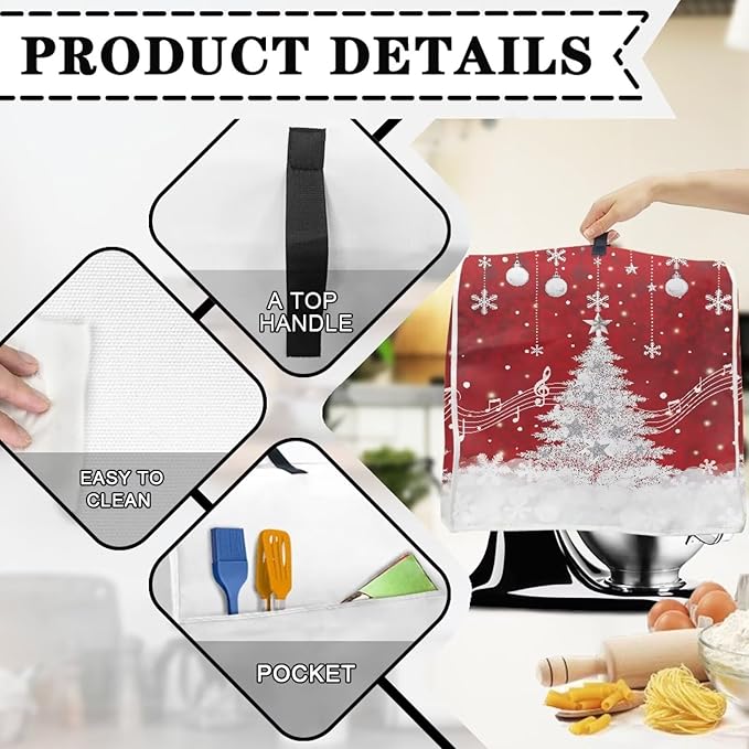 Christmas Mixer Cover for Kitchen Aid 4.5-5 Quart Stand Mixers, Xmas Tree - Image 5