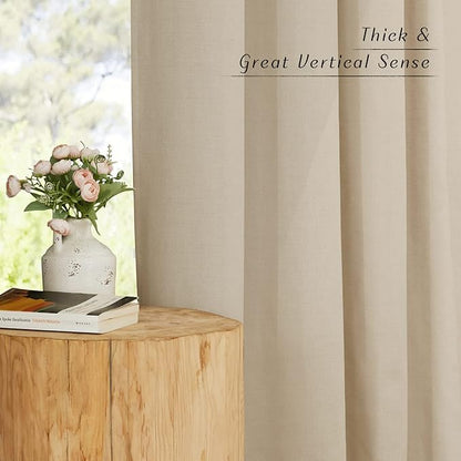 NICETOWN Linen Flax Semi Sheer Curtains 92" Length, Grommet Window Treatments - Image 6