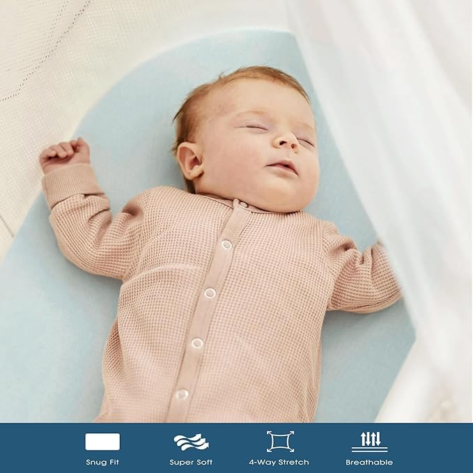 GRSSDER Stretchy Ultra Soft Fitted Bassinet Sheet 2 Pack, Universal Fit - Image 3