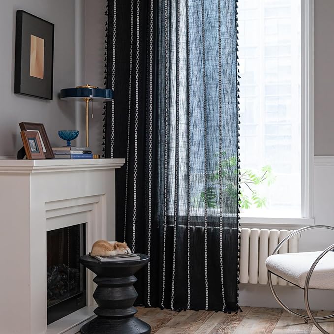 ColorBird Black Curtains Boho Drapes 84 Inches Long - Image 2
