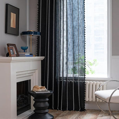 ColorBird Black Curtains Boho Drapes 84 Inches Long - Image 2