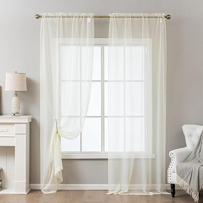 Ivory Sheer Curtains 84 Inches Long, Privacy Semi Sheer Curtains - Image 8