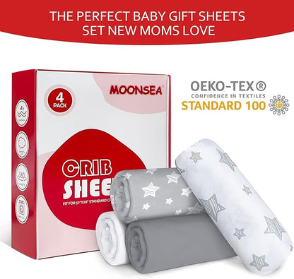 Crib Sheets for Boys or Girls 4 Pack, Fitted Crib Sheet for Standard Size Crib - Image 3