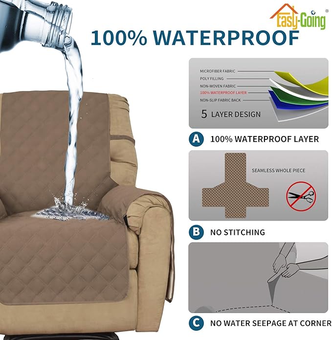 Easy-Going Sofa Slipcover Waterproof Oversized Recliner Chair Cover Non-Slip - Image 4