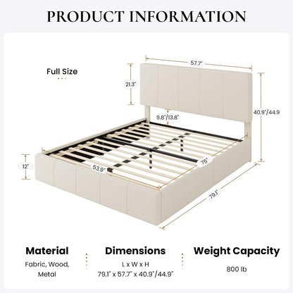 sha cerlin full size bed frame, velvet upholstered shown in use