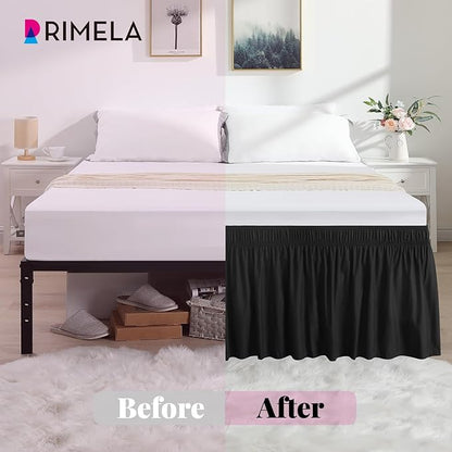 RIMELA Black Bed Skirt King Size 15 Inch Drop, Elastic Bed Skirting - Image 6