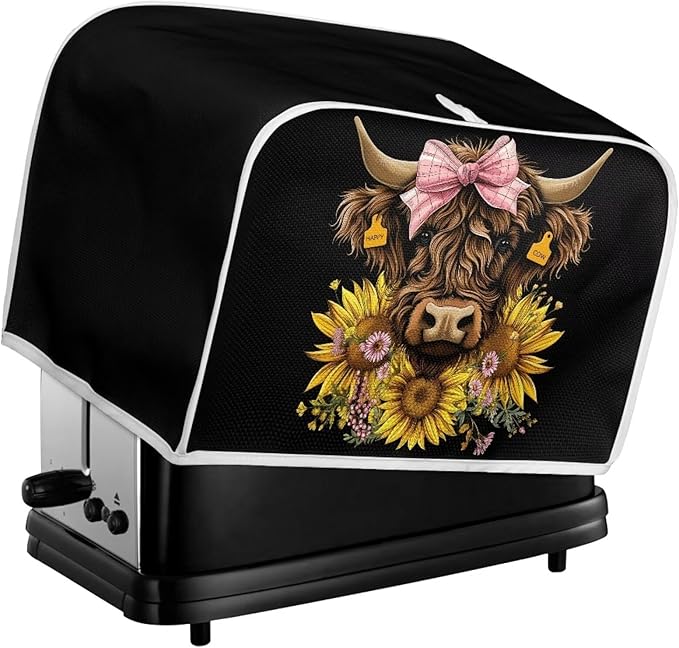 ZFRXIGN Sunflower Cow Toaster Cover 4 Slice Small Appliance Covers Kitchen - Image 5