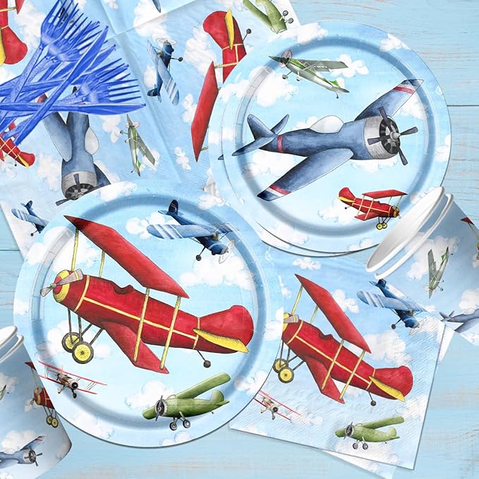 142pcs Airplane Birthday Party Decorations Airplane Party Tableware Supplies - Image 4