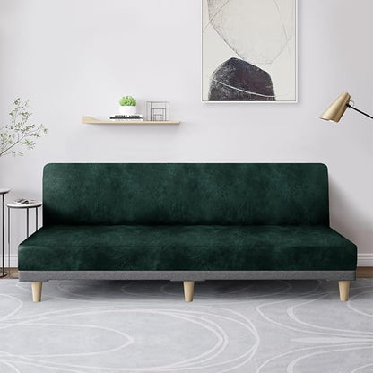molasofa Leather Like Stretch Futon Slipcover Armless Futon Bed Sofa Cover - Image 3