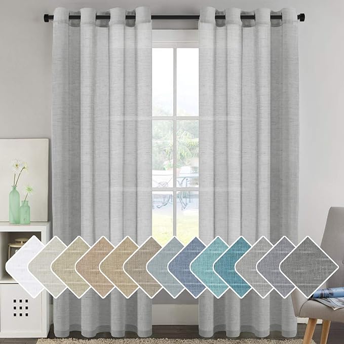 H.VERSAILTEX Linen Curtains Flax Linen Blended Curtain Panels by HVERSAILTEX