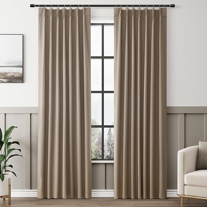 Light Taupe Blackout Curtains 84 Inch Long by Aersas