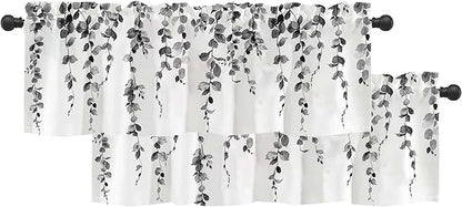 Watercolor Grey Leaves Window Valance by debraleye