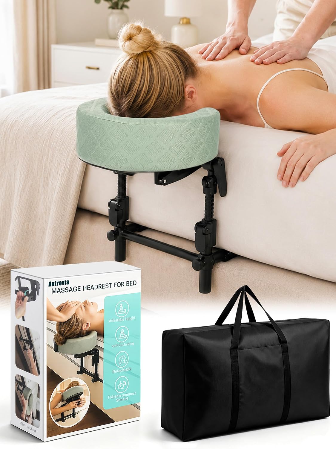 massage headrest for bed, bed massage head holder, main product view