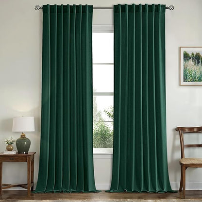 MIULEE Non-See-Through Privacy Linen Curtains 2 Panels, Christmas Emerald Green - Image 2