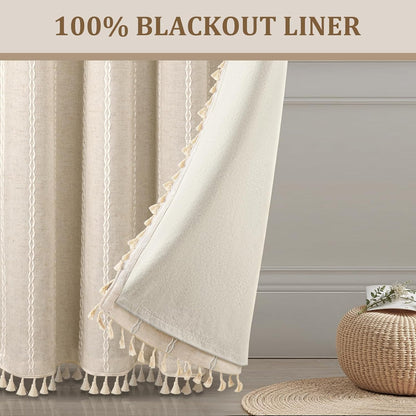 boho 100% blackout curtains 84 inch 2 panels, side view