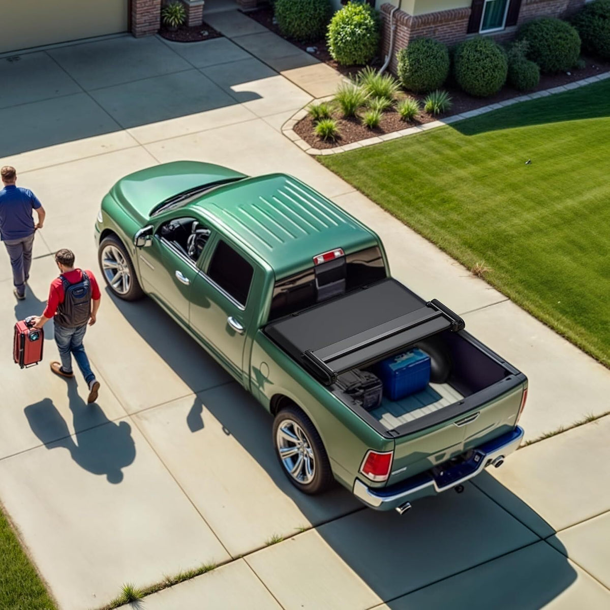 ledkingdomus soft quad-fold tonneau cover for 2014-2019 silverado on a desk or shelf