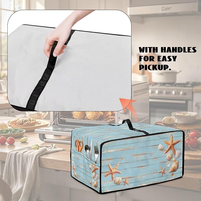 Dustproof Microwave Oven Cover Polyester-Linen Fabric Dust Cover - Image 5