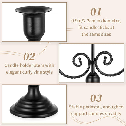 Sziqiqi Black Candelabra Candle Holder for Halloween, 3 Arms Candelabra