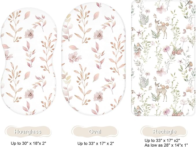 Bassinet Sheets for Baby Girls Boys 2 Pack, Fitted Baby Mattress Sheet for - Image 2