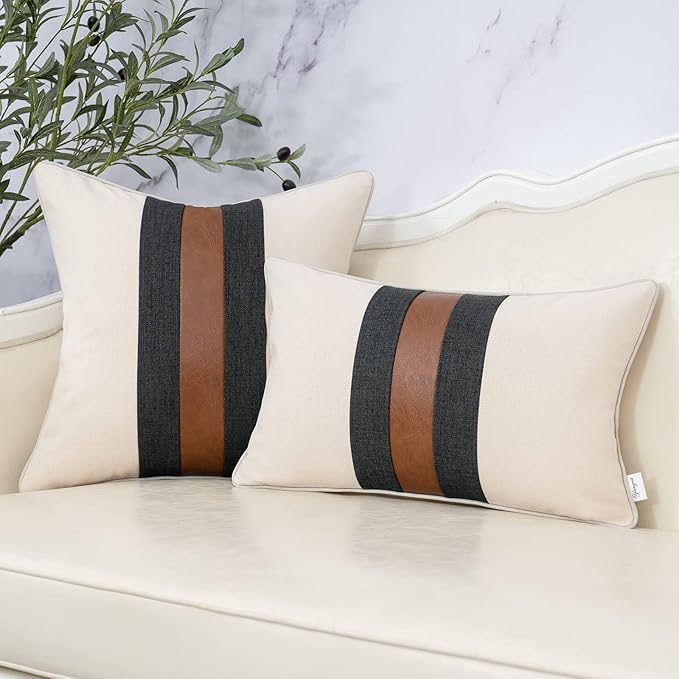 Yangest Patchwork Pillow Cover 18x18 Inch Luxury Cotton and Linen Cushion Cover - Image 5
