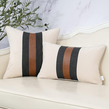 Yangest Patchwork Pillow Cover 18x18 Inch Luxury Cotton and Linen Cushion Cover - Image 5