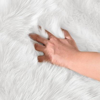 Latepis White Runner 2x6 Faux Sheepskin Fluffy Rug Furry Plush Rugs Faux Fur - Image 5