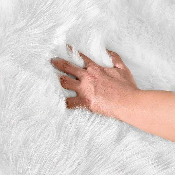 Latepis 9x12 Area Rug for Bedroom White Fluffy Rugs Washable Faux Fur Rug for - Image 5