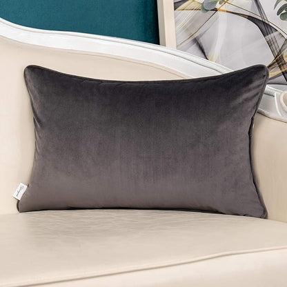 Yangest Grey Striped Patchwork Throw Pillow Cover Gold Leather Cushion Cover - Image 2