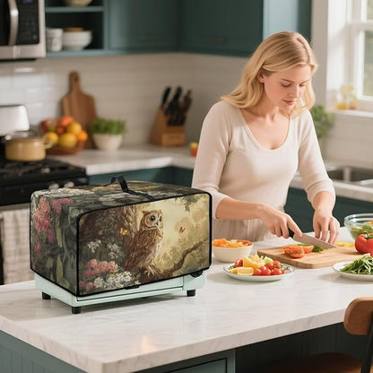 Owl Floral Tree Butterfly Print Microwave Oven Dust Cover Heavy Duty Microwave - Image 3